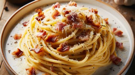 Fotografía de un plato de pasta carbonara como ejemplo de variación