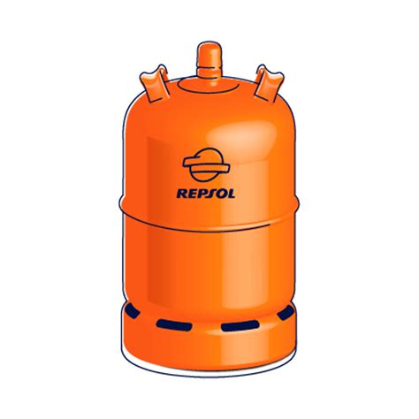 Ilustración de una bombona de gas butano con etiquetas indicando sus componentes principales.