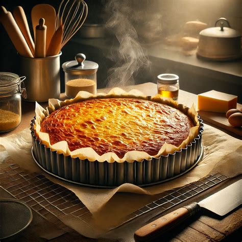 Imagen de una masa de tarta dorada y crujiente recién salida del horno.