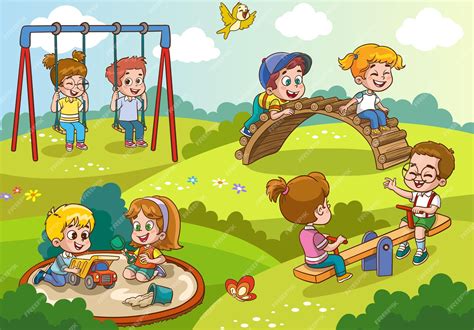 Ilustración de niños jugando en un parque, representando la infancia