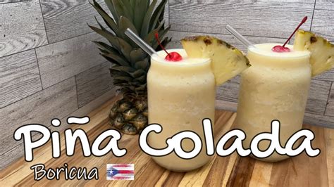 Infografía mostrando las diferentes variantes de la Piña Colada con sus ingredientes distintivos.