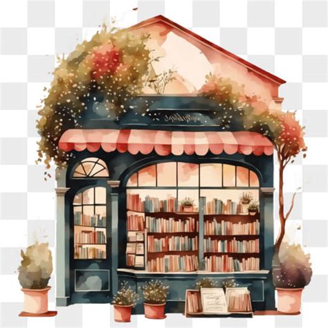 Ilustración de una librería antigua y un café acogedor.
