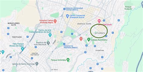 Mapa del barrio La Floresta de Quito.