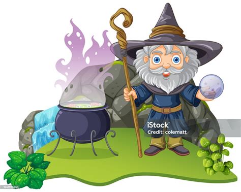 Ilustración del personaje Jhuidah y su caldero mágico en Neopets