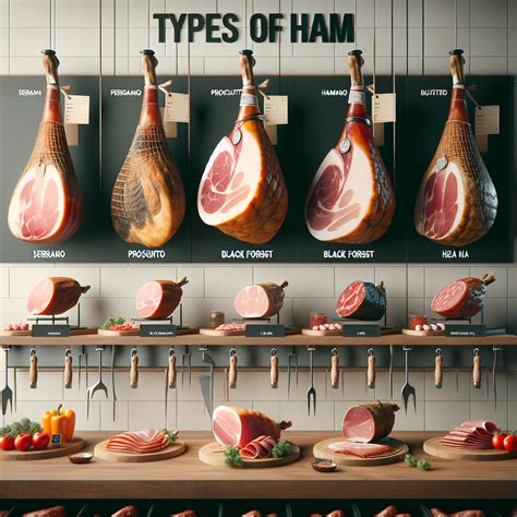 Esquema de los diferentes tipos de jamón y sus características