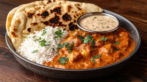 Plato de curry indio con arroz