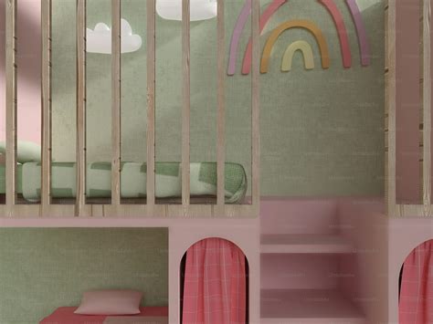 Zócalo decorativo en tonos verdes y rosas para habitación infantil
