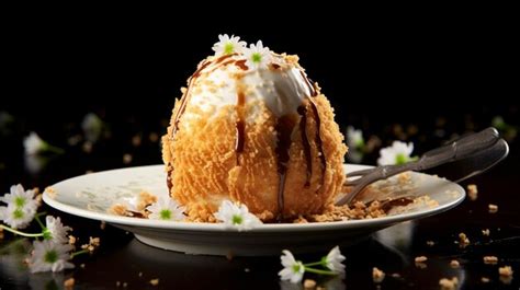 Helado frito con interior cremoso y exterior crujiente