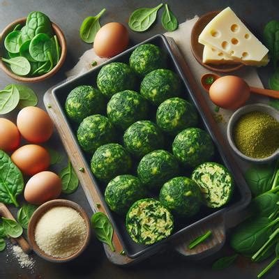 Ingredientes para bolitas de espinaca en una tabla de cortar