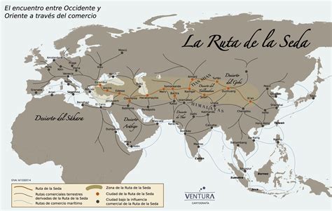mapa de las rutas antiguas de la seda y la difusión de los fideos