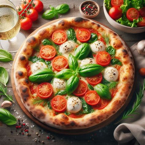 Ilustración de una pizza napolitana tradicional con su característico borde inflado.