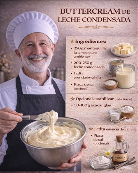 Esquema de la preparación de buttercream paso a paso