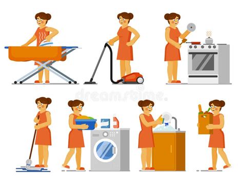 Ilustración de una mujer trabajando en tareas domésticas, representando la realidad del servicio doméstico.
