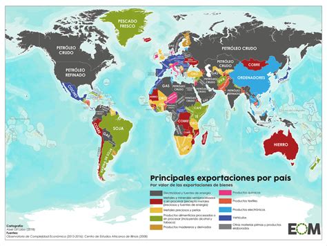 Mapa mundial de los principales países productores y exportadores de maní
