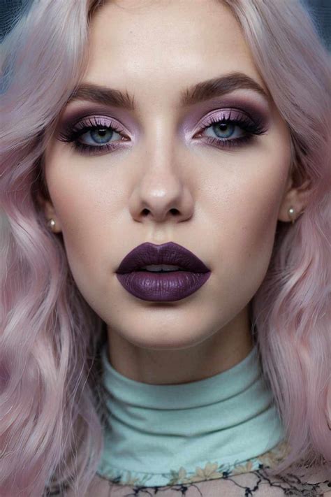 Primer plano de un maquillaje Pastel Goth, destacando sombras de ojos pastel y delineador oscuro.