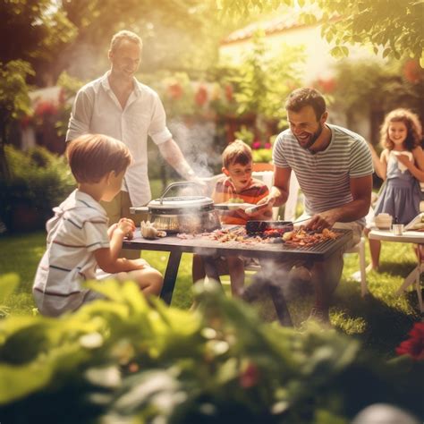 Familia haciendo picnic con parrilla para pescado