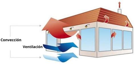Esquema técnico que ilustra el flujo de aire caliente por convección dentro de la cavidad del horno.