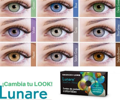 Esquema comparativo de lentes de contacto de color natural y de fantasía