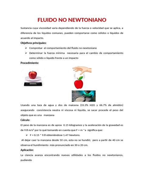 Diagrama técnico que explica el comportamiento de un fluido no newtoniano y la función de la presión de aire en la botella de vidrio.