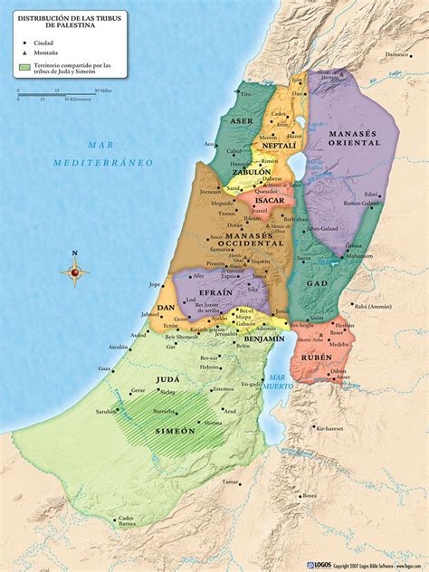 Mapa antiguo de la Tierra de Israel con énfasis en las regiones productoras de miel y dátiles.