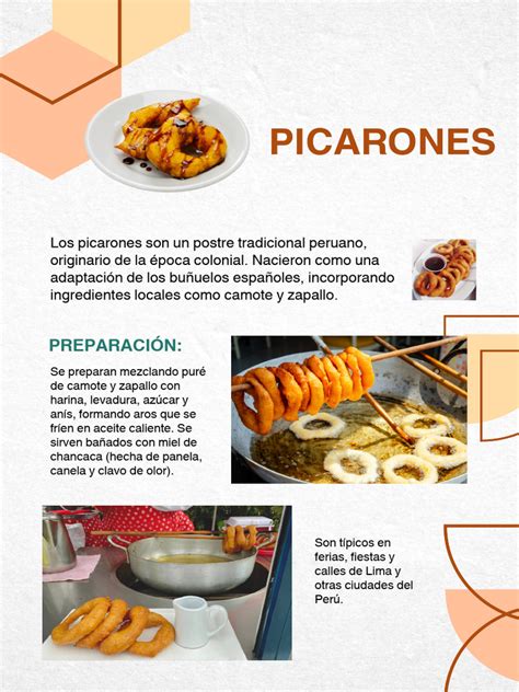 Esquema ilustrativo que muestra los ingredientes tradicionales de los picarones peruanos: zapallo, camote, harina y miel de chancaca.