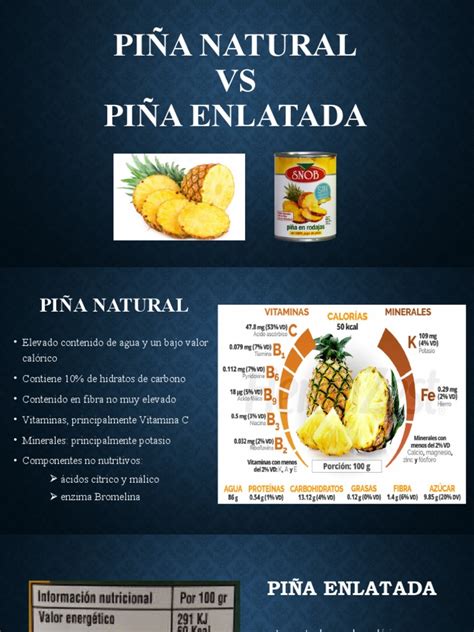 comparativa visual: piña fresca vs piña enlatada