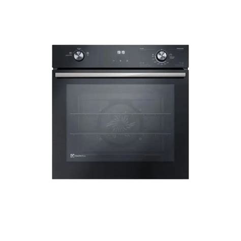 Horno empotrable de diseño moderno color negro, mostrando su interior