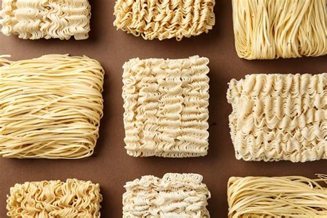 Esquema de diferentes tipos de noodles asiáticos con sus nombres y características