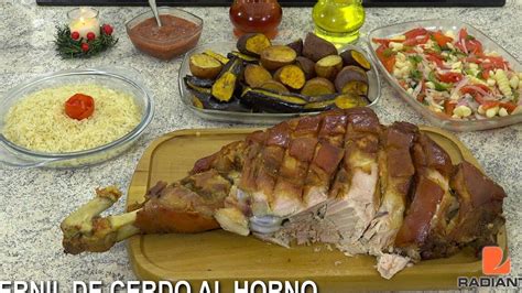 Esquema de preparación del pernil: limpieza, marinado con cítricos y horneado en fuente.
