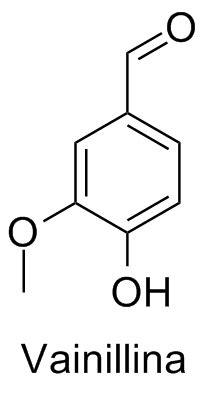 Estructura química de la vainillina (4-hidroxi-3-metoxibenzaldehído)