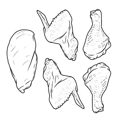 Ilustración comparativa de las distintas piezas de pollo para freír