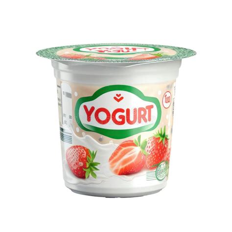 Imagen de un envase de yogur de 32 oz (950 ml) mostrando sus dimensiones y el tipo de plástico