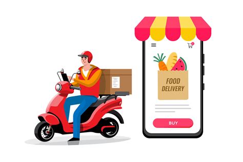 Ilustración de servicio de entrega a domicilio de alimentos