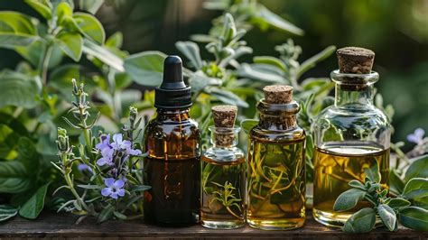 Foto: Diferentes tipos de ingredientes naturales como aceites y plantas