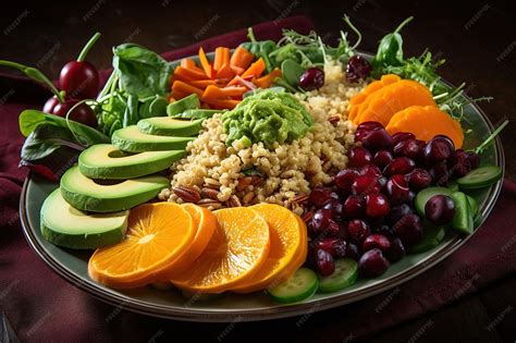 Fotografía de un bowl colorido con diversos ingredientes frescos y texturas variadas