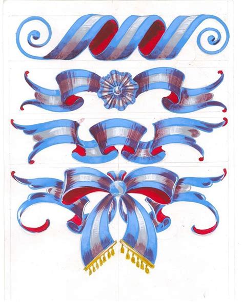 Ejemplos de cintas y banderas pintadas en estilo fileteado