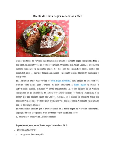 Ilustración detallada de los ingredientes para la torta negra