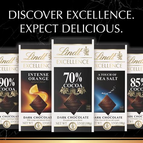 Imagen de varias tabletas de chocolate Lindt Excellence con diferentes porcentajes de cacao.