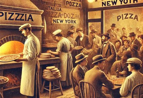 infografía histórica sobre el origen de la pizza desde el pan plano antiguo hasta la pizza napolitana moderna