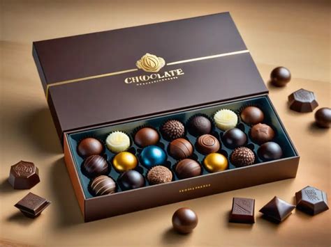 Fotografía de una caja abierta de chocolates joya de Alicia Bentley, mostrando su brillo y diseño inspirado en gemas.