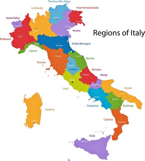 Mapa de Italia destacando las regiones con mayor tradición de pasta