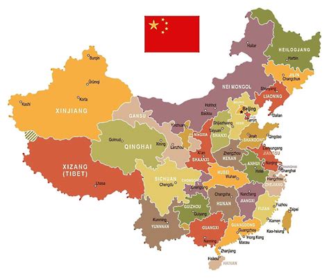 Mapa de China destacando las provincias de Hunan y Cantón/Guangdong
