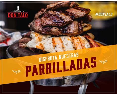 Infografía mostrando la variedad de platos del menú de La Parrilla de Don Talo