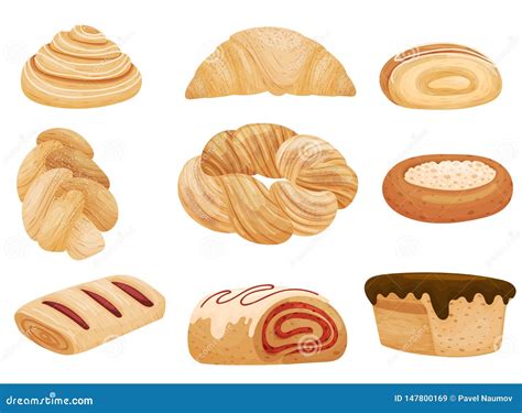 Ilustración de diversos bollos rellenos con diferentes ingredientes.