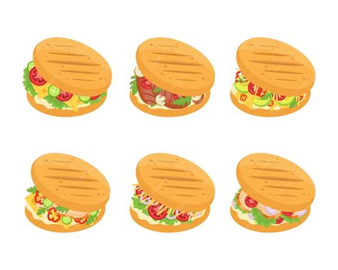 Ilustración de una torta mexicana variada con diferentes rellenos