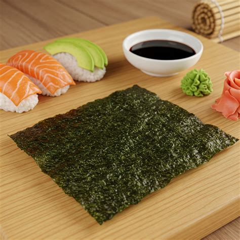 láminas de alga nori tostadas y listas para ser trituradas