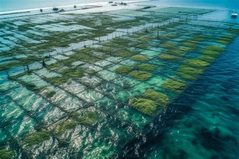 redes de cultivo de algas nori en el mar