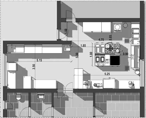 Plano de la cocina ampliada del restaurante Chil'in
