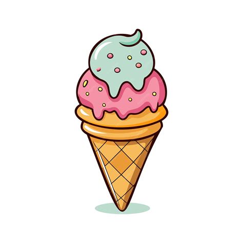 Ilustración de un cono de helado con un toque de color y diseño moderno