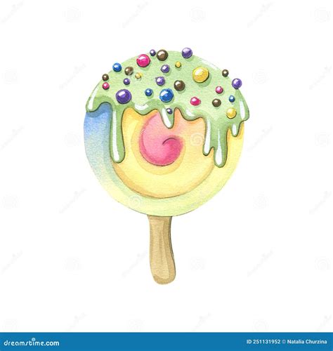 Ilustración de un helado de palo tradicional con un diseño retro.
